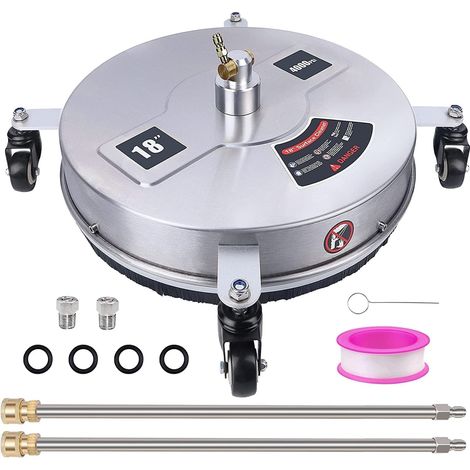 Nettoyeur haute pression 45 cm 18" avec 4 roues, boîtier en acier inoxydable et raccord rapide 1/4", embout de nettoyeur haute pression avec 2 tubes d'extension, 2 buses de rechange, 4000 psi (45 cm) (1/5)