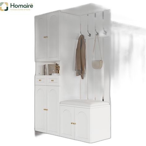 Flur- Garderobenschrank weiß aus Polyester 110 x 37 x 180 cm HOMAIRE (1/5)