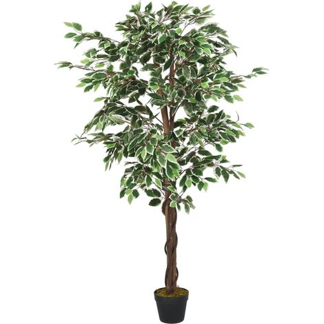 vidaXL Albero di Ficus Artificiale 630 Foglie 120 cm Verde