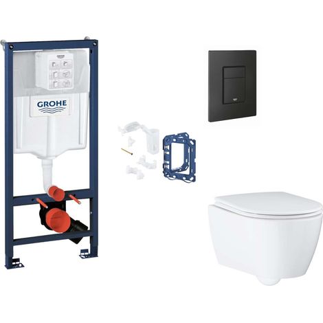 Grohe Rapid SL - Set bâti-support, cuvette, abattant SoftClose et plaque de déclenchement Even et kit pour insertion de tablette, phantom black SANI11BB5139 (1/2)