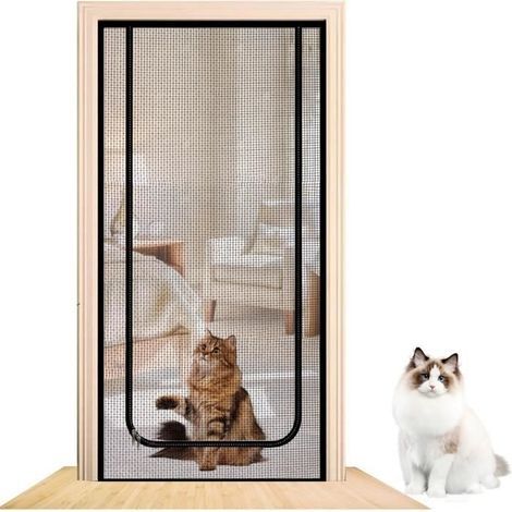 Moustiquaire Porte Fenêtre, Moustiquaire Anti-Chats, Porte Moustiquaire avec Fermeture Éclair, Rideau de Porte pour Animaux,90x210cm (1/4)