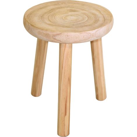 Holz Blumenhocker mit 3 Beinen - Ø 35 cm - Deko Hocker rund naturbelassen