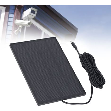 Panneau Solaire 5W 5V Chargeur pour Caméras de Sécurité Extérieures sans Fil avec Prise Micro USB et Type-C (1/5)