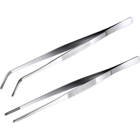 20cm Kitchen Tongs Precision Tweezers 2PC Professional Chef's Precision Culinary Tongs for Meat, BBQ, and Decoration (20) (1/5)