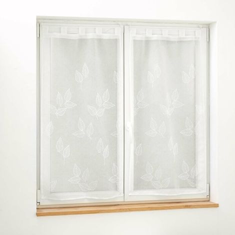 Paire droite passants 2 x 60 x 90 cm voile sable brode berry Blanc (1/3)