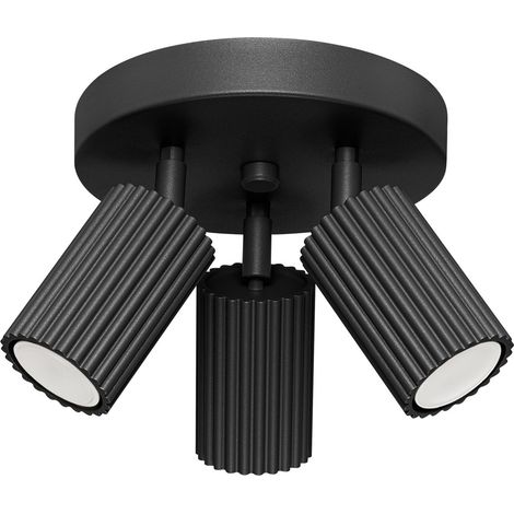 Spot Spot en aluminium GU10 orientable 19,5 cm de large Noir 3 flammes rondes Moderne