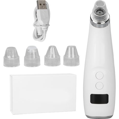 Aspirateur à points noirs LED, 3 niveaux d'intensité, extracteur de comédons électrique blanc, nettoyeur de pores portable (1/5)