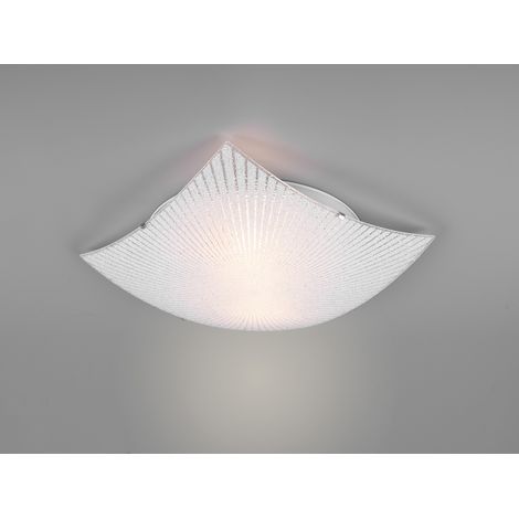Flache LED Deckenleuchte mit Glas Lampenschirm Weiß, Quadrat 40cm (1/5)
