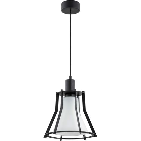 Suspension moderne noire globe verre blanc E27 15W (1/3)