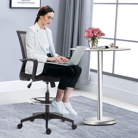 Vinsetto Fauteuil de bureau chaise de bureau assise haute réglable dim. 64L x 59l x 104-124H cm tabouret de bureau pivotant 360° maille respirante noir