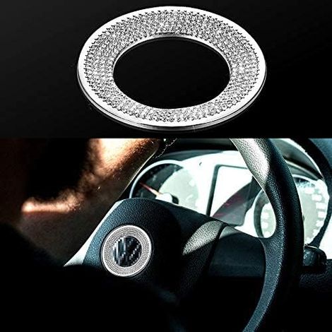 Car Steering Wheel Decoration Interior Accessories Steering Wheel Logo DIY Diamond Sticker Set Rhinestone Steering Wheel Sticker (Compatible with Volkswagen) (1/3)