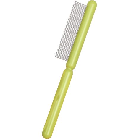 Peigne pour animaux avec manche en ABS, dents en acier inoxydable et pointes arrondies, idéal pour démêler les nœuds et lisser les poils. (1/4)