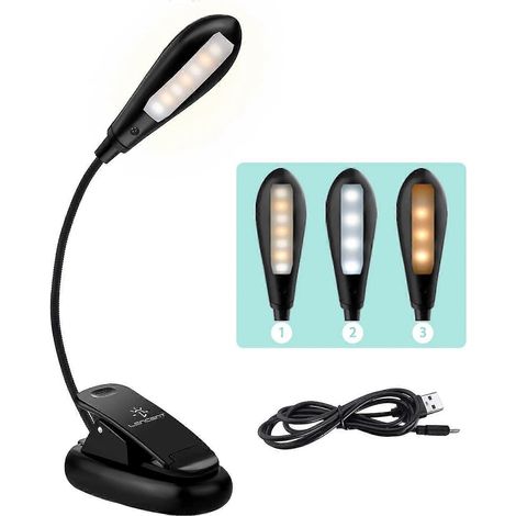 Lampe de lecture rechargeable, 9 niveaux de luminosité, lampe de lecture LED avec protection oculaire, lampe de bureau (1/5)