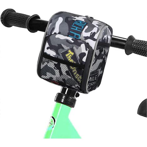 Panier vélo enfant, sacoche guidon camouflage, accessoire déco, compatible draisiennes adultes & enfants