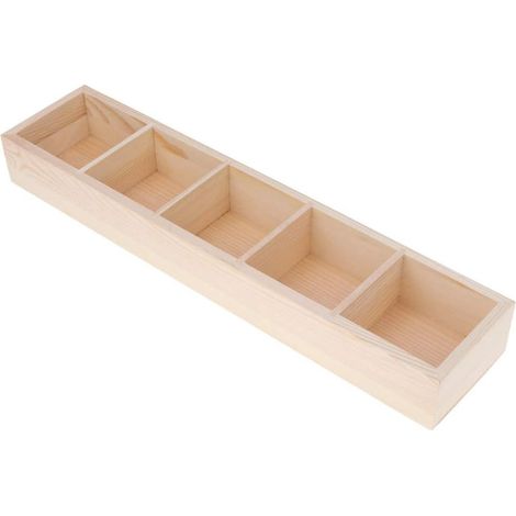 Scatola in legno personalizzabile 5 scomparti contenitore portaoggetti per bustine di the scatole decorative decoupage (1/5)