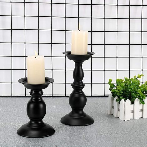 Bougeoirs Decoration Table 2 Pcs Différentes Tailles, Bougeoirs Cylindrique Rétro Chandelier pour Saint Valentin De Noël Mariage Halloween Cérémonie Anniversaire Fête (1/3)