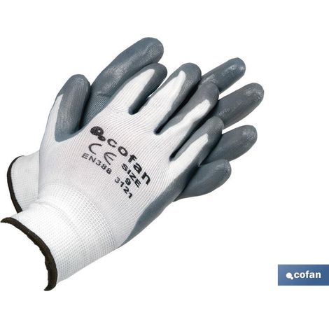Guanto in nitrile impregnato al 100% in PU Blister Grigio Taglia 8 (1/5)