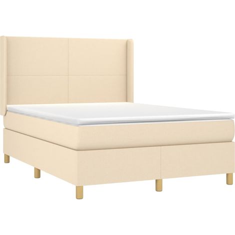 vidaXL Giroletto a Molle con Materasso Crema 140x200 cm in Tessuto (1/5)