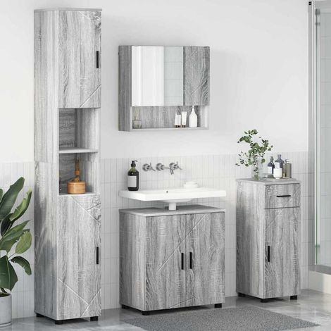 Badezimmermöbel-Set 4 pcs Graues Sonoma Holzwerkstoff & Metall vidaXL (1/5)