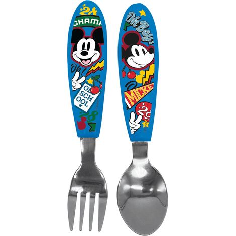 TATAWAY Tatatway Set 2 Posate Bambini in Metallo Mickey Mouse Disney Originale (1/2)