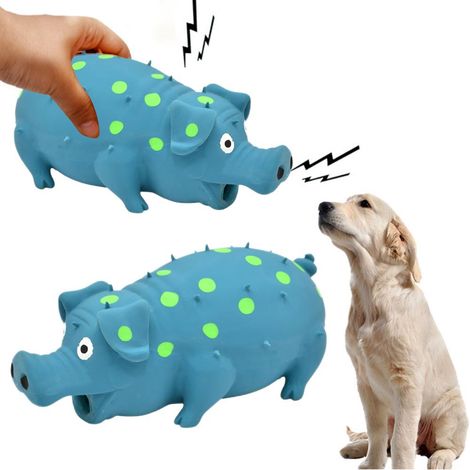 Jouet pour Chien Cochon Couineur en Caoutchouc Résistant - Idéal pour Chiens de Toutes Tailles, Jouet à Mâcher Interactif