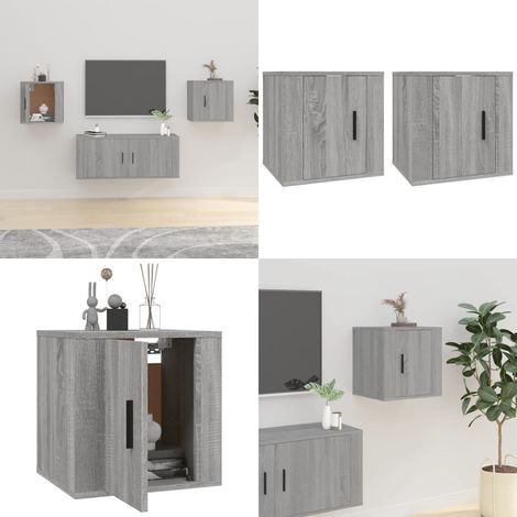 Meubles TV muraux 2 pcs Sonoma gris 40x34,5x40 cm - Meuble Tv Mural - Meuble Tv Moderne - Meuble Tv Suspendu - Étagère Murale - Armoire Multimedia - Home & Living (1/5)