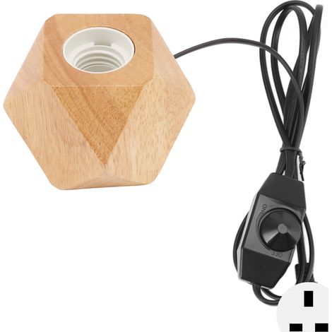 Socle lampe en bois forme diamant, douille E27, lampe de table moderne en bois, décoration intérieure, prise UK 220V (1/5)