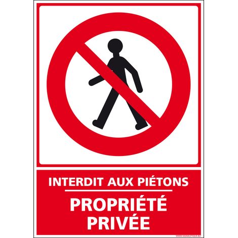 Panneau Interdit aux piétons Propriété privée - Adhésif - 150 X 210 mm (1/5)