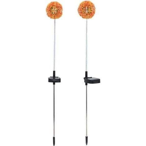 Solar-Gartenleuchten in Löwenzahnform, 2er-Set Solar-Gartenleuchten in Löwenzahnform, 6 farbenfrohe LED-Gartenleuchten für Terrasse, Garten und Balkon (6 LEDs) (6 orangefarbene LEDs (2er-Set)) (1/5)