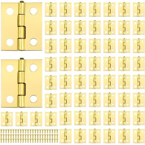 60 cerniere in miniatura, cerniere in ottone, cerniere in miniatura per scatole con 240 viti per modello di scatola fai da te J