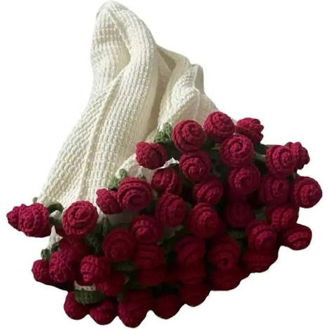Couverture bouquet de fleurs faite main, pliable, douce, avec des roses. Idéale pour les débutants, pour la maison, la fête des mères ou un mariage. (1/5)