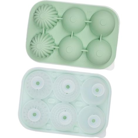 Bac à glaçons en silicone durable avec 6 grandes cavités rondes et couvercle anti-fuite pour whisky (1/5)