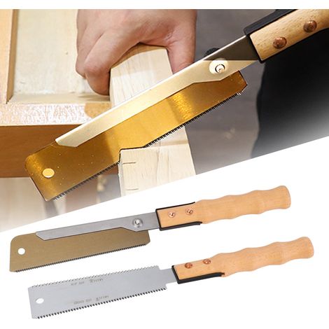 Scie double face plaquée or + scie double face à grande tête, scie double face de style japonais de 7 pouces avec dents fines détachables, scie à queue d'aronde pour le travail du bois à faire soi-mêm (1/5)
