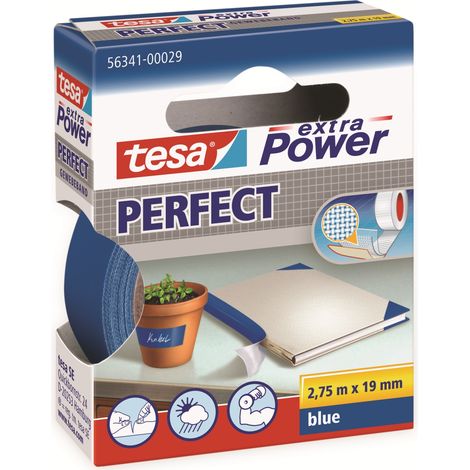 tesa extra Power Gewebeband Perfect 2,75 m x 19 mm, blau Montageband