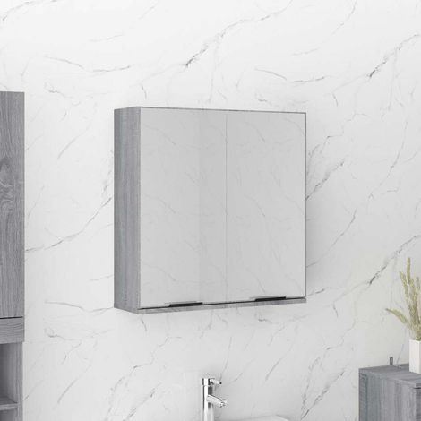 vidaXL Armoire à miroir de salle de bain Sonoma gris 64x20x67 cm (1/5)