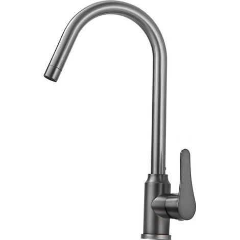 Robinet de cuisine haute pression en acier inoxydable brossé noir, mitigeur d'évier pivotant 360 degrés (1/5)