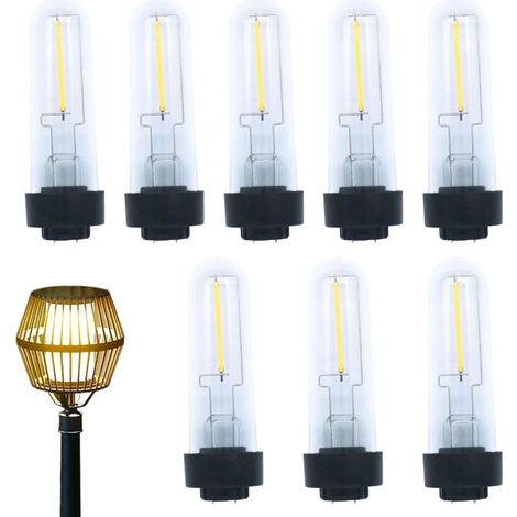 Ampoules LED solaires 8 pièces, blanc chaud, 3 V, filament en plastique transparent (8 pcs) (1/5)