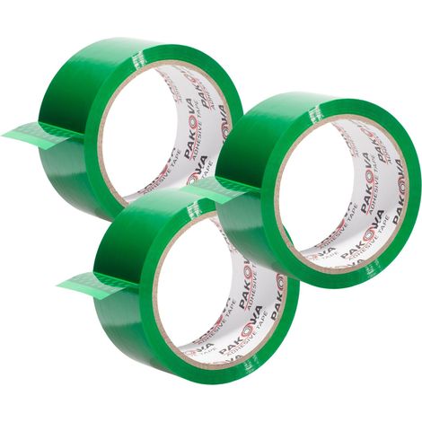 Nastro adesivo da imballaggio PAKOVA 48/50 VERDE, confezione da 3