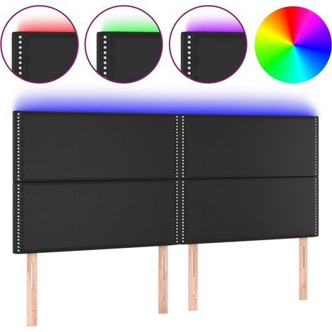 Tête de lit,Panneau décoratif à LED Noir 180x5x118/128 cm Similicuir CFW1120986 (1/5)