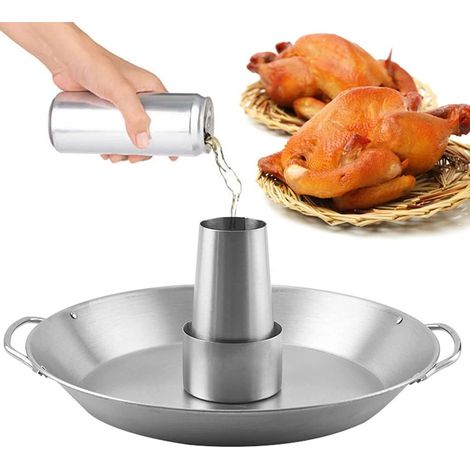 Support à poulet en forme de canette de bière, grille de rôtissage en acier inoxydable de 30 cm, pour barbecue, support vertical, panier à légumes/support à accessoires, grand format rond (1/5)