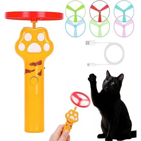 Lanceur de frisbee électrique pour chat - Jaune - Jouet interactif pour chat - Design patte de chat (1/5)