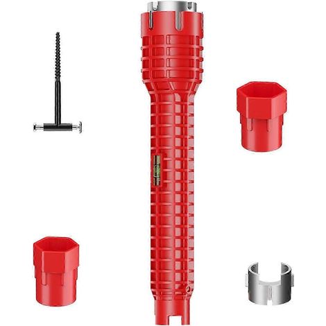 Clé à robinet, outil d'installation d'évier, clés à pipe pour robinet et évier, clé de plomberie pour robinet, pour vannes d'arrêt de cuisine et toilettes-style D