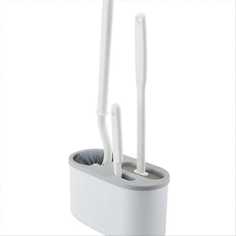 Brosse WC blanche 3 en 1, support mural en silicone, brosse de toilette, WC, salle de bain (1/5)