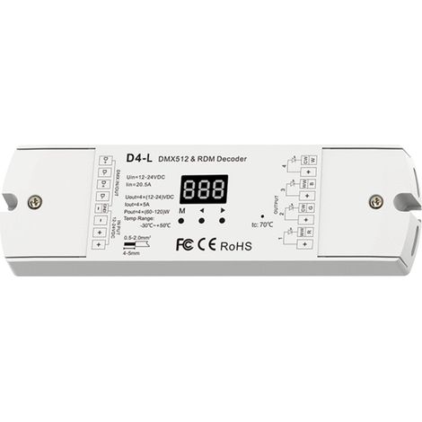 DMX512 Decoder 12-24V DC - 5A/Kanal - 4 Kanäle
