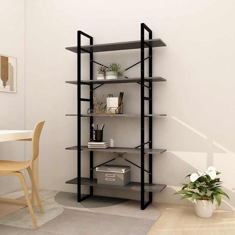 vidaXL Estantería de 5 niveles madera pino maciza gris 100x30x175 cm (1/5)