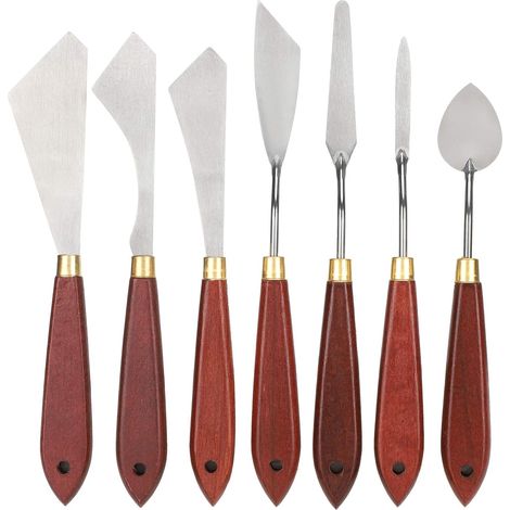 Spatule de peintre, couteau à palette, racloir, ensemble de 7 couteaux à palette en acier inoxydable pour peinture à l'huile et acrylique (1/5)