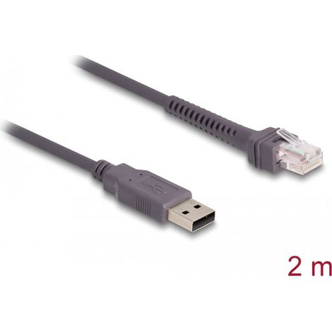 RJ50 to USB 2.0 Type-A Barcode Scanner Cable 2m