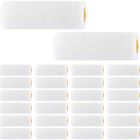 40 Pièces Petit Rouleau Peinture 10 cm, Rouleau Mousse Blanc Orange, Mousse Peinture sans Manche pour Porte Meuble Bordure Laque Vernis Finition (1/5)