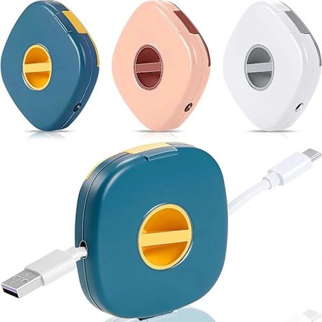 Enrouleur de câble USB 3 pièces, support de chargeur extensible, organisateur de câble de téléphone compact et portable, gestion des câbles rétractable et polyvalente, 3 couleurs (1/5)