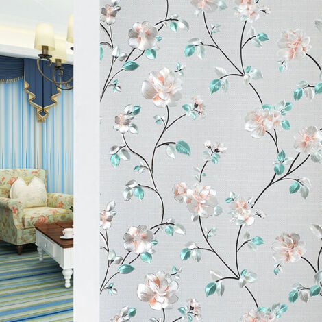 BUNTHAUS Statische Fenstertönungsfolie für Zuhause, Jasminblütenmuster (45 x 100 cm) (1/5)